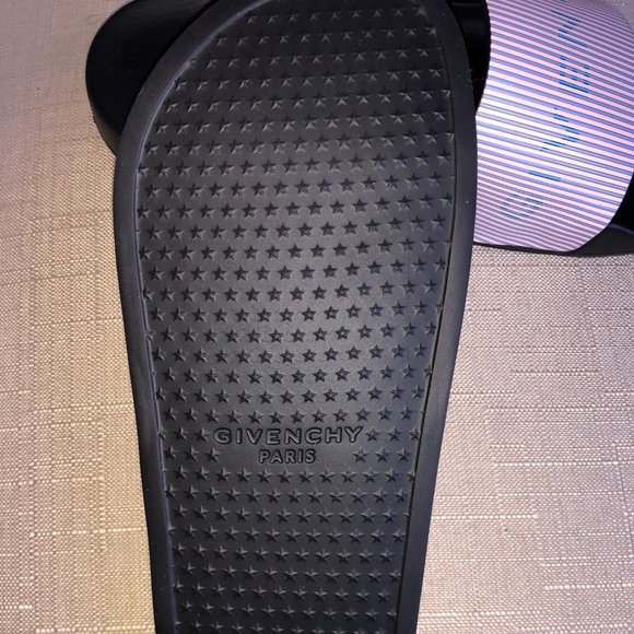 Givenchy Logo Metallic Leather Pool Slides Sz 37 - Picture 4 of 6